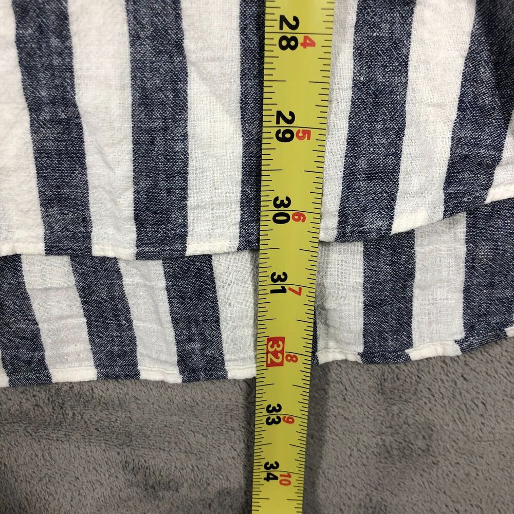 Johnston Murphy Polo Shirt Men Size 3XL Blue Striped Linen Blend Nautical Costal - Picture 5 of 6